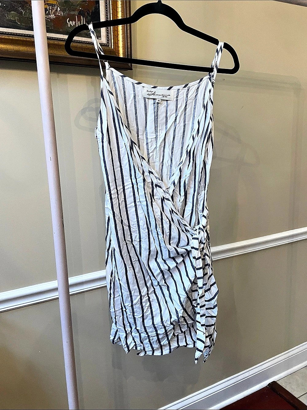 Vintage Havana Striped Mini Dress White & Blue Size Medium